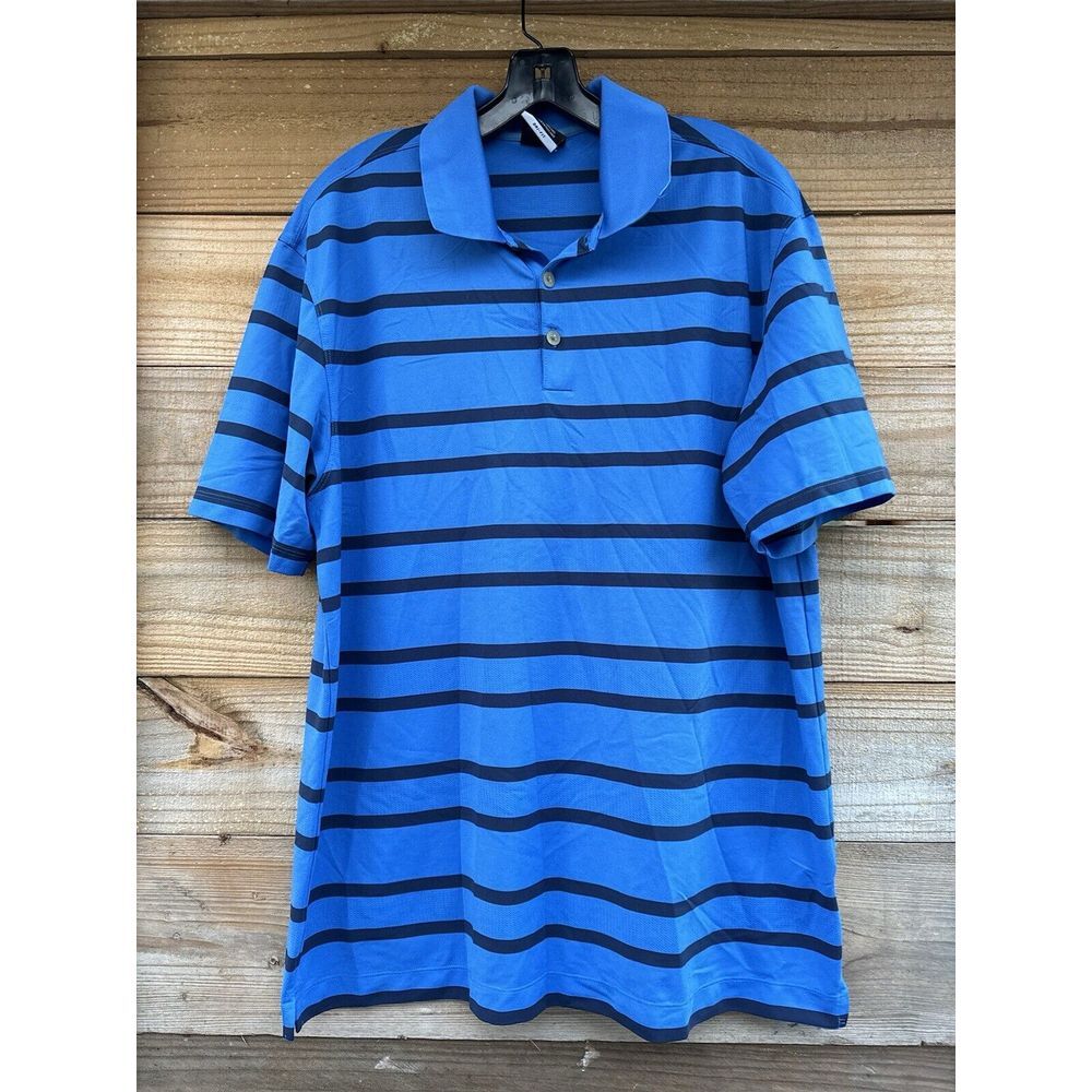 Nike Golf Polo Men's Size XL‎ Dri-Fit Blue Stripe Sleeve Logo Nike